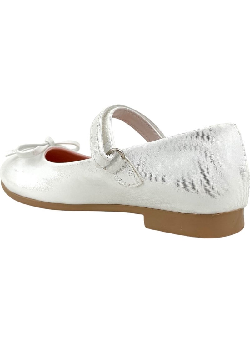Classic Girl's Ballerina Shoes with Mini Bow and Pearl Needle