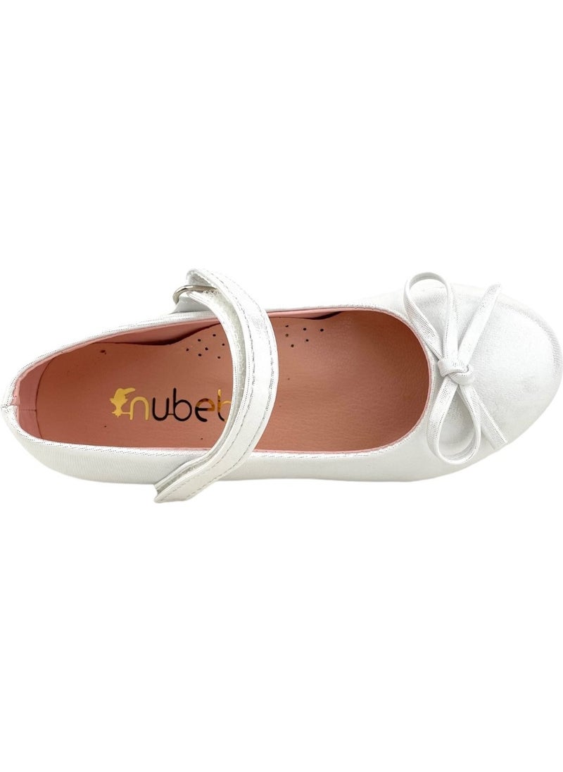 Classic Girl's Ballerina Shoes with Mini Bow and Pearl Needle