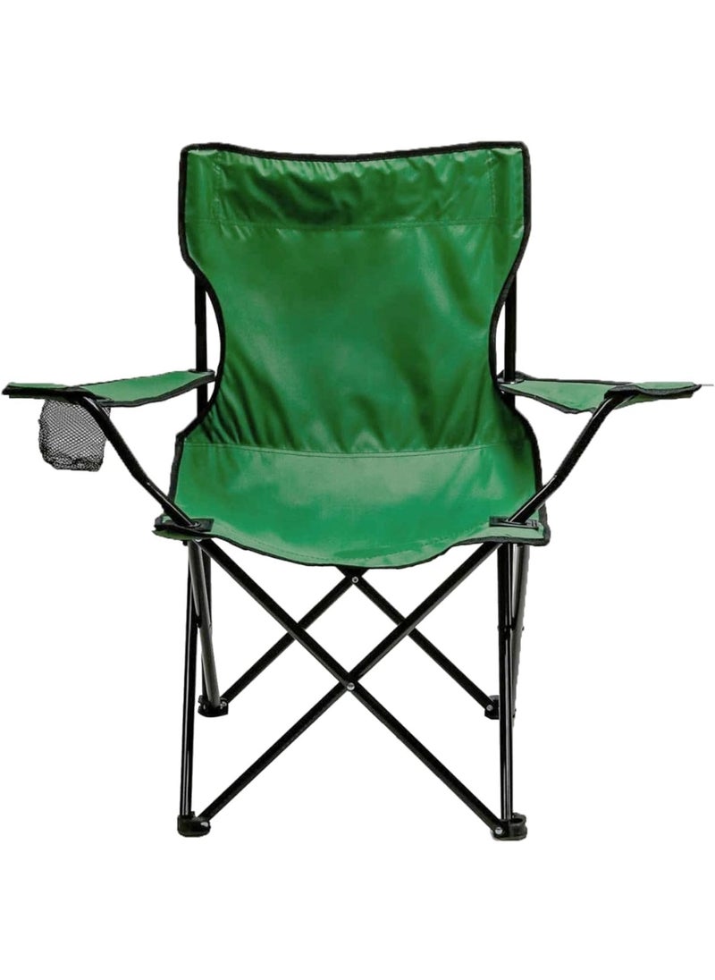 Folding Camping Chair | Portable Beach Chair with Cup Holder | Carry Bag | Green