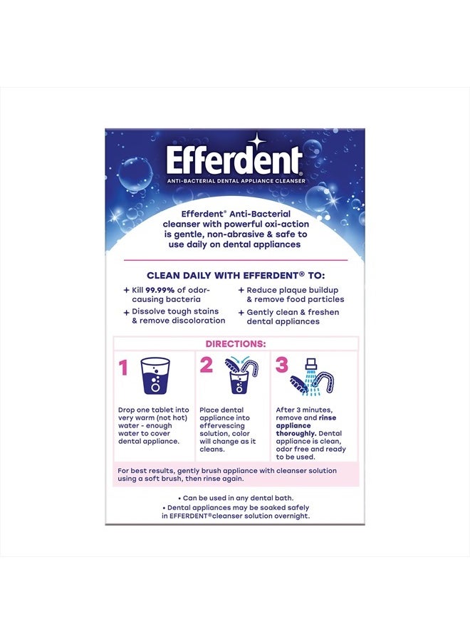 Efferdent Retainer Cleaning Tablets, Denture Cleanser Tablets for Dental Appliances, Complete Clean, 126 Tablets