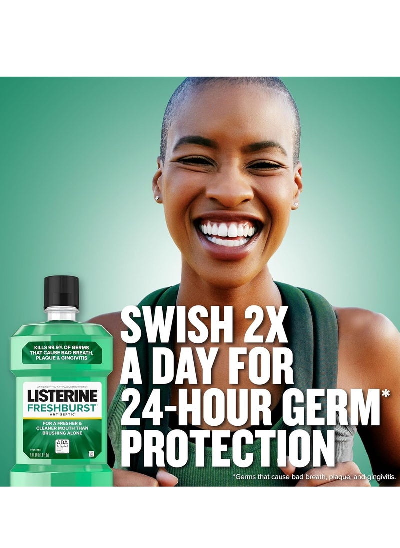 Freshburst Antiseptic Mouthwash with Germ Killing Oral Care Formula to Fight Bad Breath Plaque and Gingivitis 500 mL Pack of 2