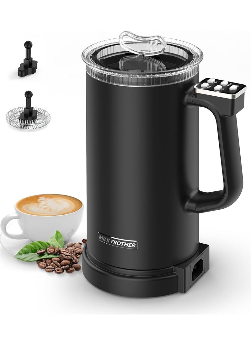 Milk Frother, 4 in 1 Electric Milk Steamer,Automatic Hot and Cold Foam Maker and Milk Warmer for Latte, Cappuccinos, Macchiato, Non-Stick Interior, Lower Noise, Double Wall Material, Easy to Clean, Auto-Shut Off,Black