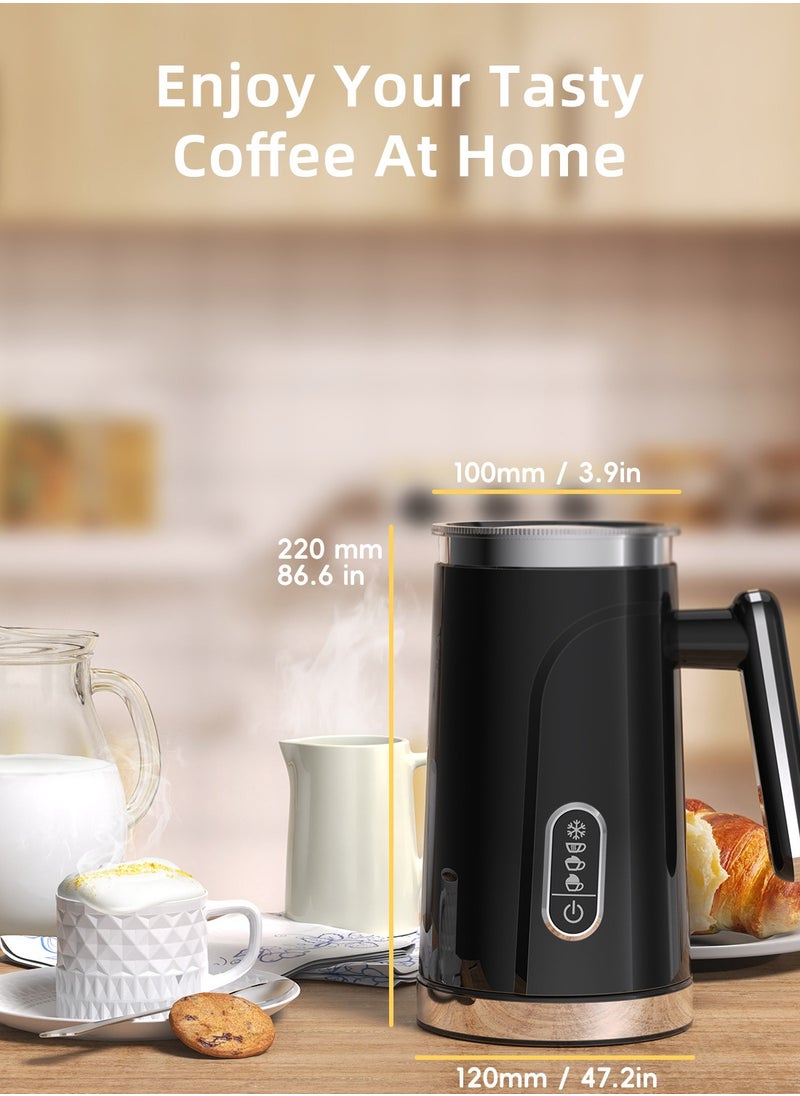 Milk Frother and Steamer, 4-in1 Coffee Frother, Automatic Hot and Cold Foam Maker and Milk Warmer Frother for Latte, Cappuccinos, Macchiato,Black