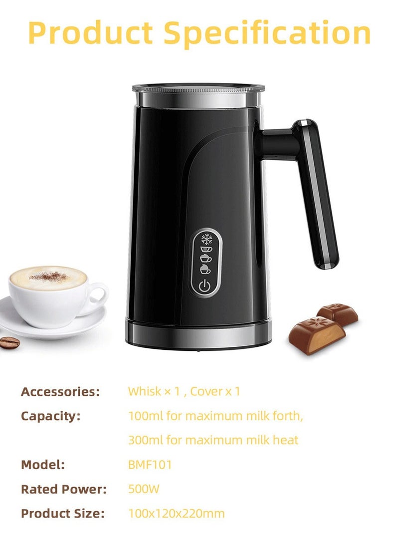 Milk Frother and Steamer, 4-in1 Coffee Frother, Automatic Hot and Cold Foam Maker and Milk Warmer Frother for Latte, Cappuccinos, Macchiato,Black