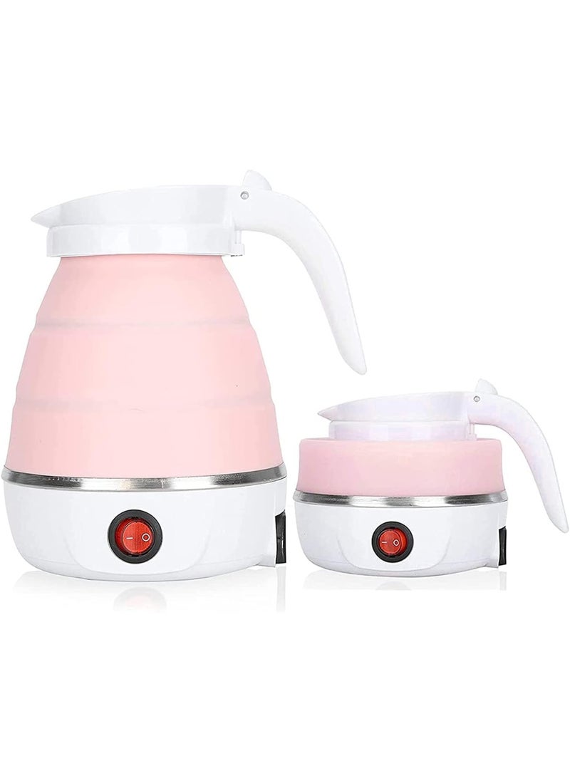 Travel Foldable Silicon Water Heater Jug Collapsible Mini Portable Electric Kettle - Pink