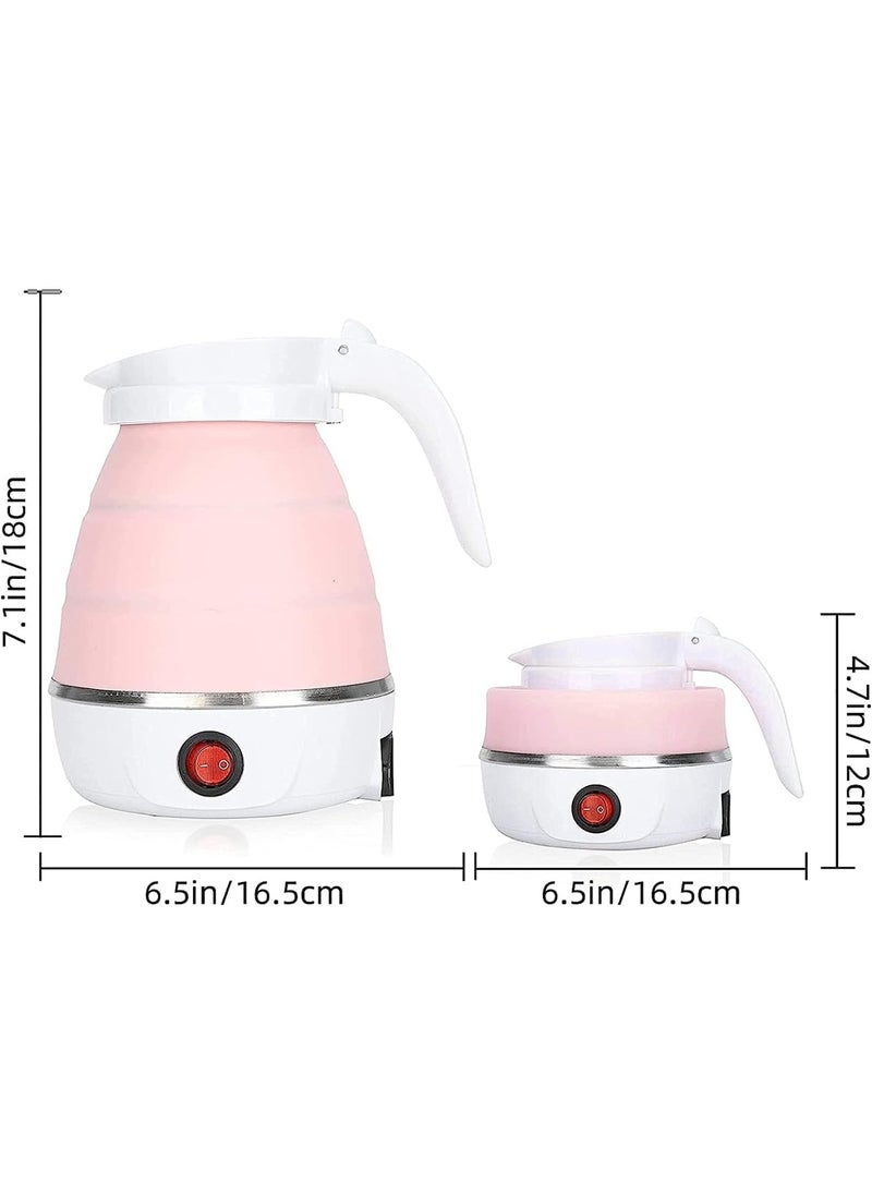 Travel Foldable Silicon Water Heater Jug Collapsible Mini Portable Electric Kettle - Pink