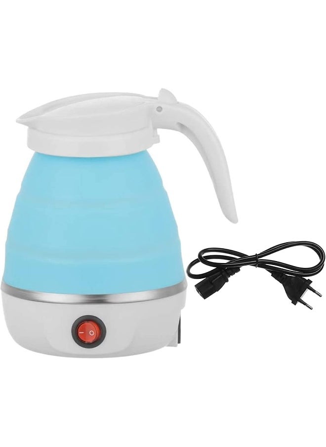 Travel Foldable Silicon Water Heater Jug Collapsible Mini Portable Electric Kettle (Blue)