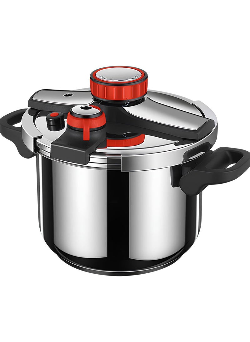 Pressure Cooker, Explosion Proof Stainless Steel Cookware, Dishwasher Safe 6.3Qt. Silver 6L