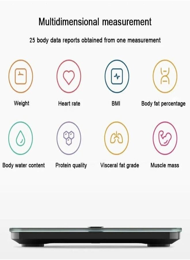 Personal smart body scale upto 180kg 0.1kg ✔️Bluetooth ✔️Large TFT colour screen ✔️ Accurate weight tracking ✔️ Monitors heart rate ✔️ Tracks body fat ✔️ Easy app sync Google Fit, Apple Heatth, Fitbit  ✔️full body report ✔️automatic profile identification