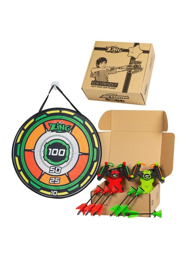 Air Storm Wrist Bow Pack - Includes 2 Wrist Bows, 6 Arrows And 1 Target, Launches Up To 45 Feet, Safe For Indoor Play