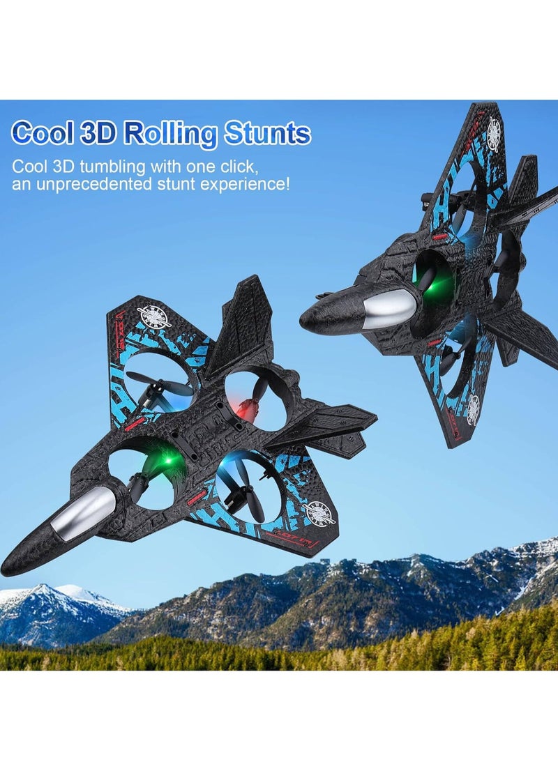 Aeroplane 2.4GHz Remote Controlled Aeroplane L0712 Quadcopter Floating Fighter Plane RC Aeroplane RTF for Beginners Children and Adults APlane Toy with Coloured Lights USB Charging