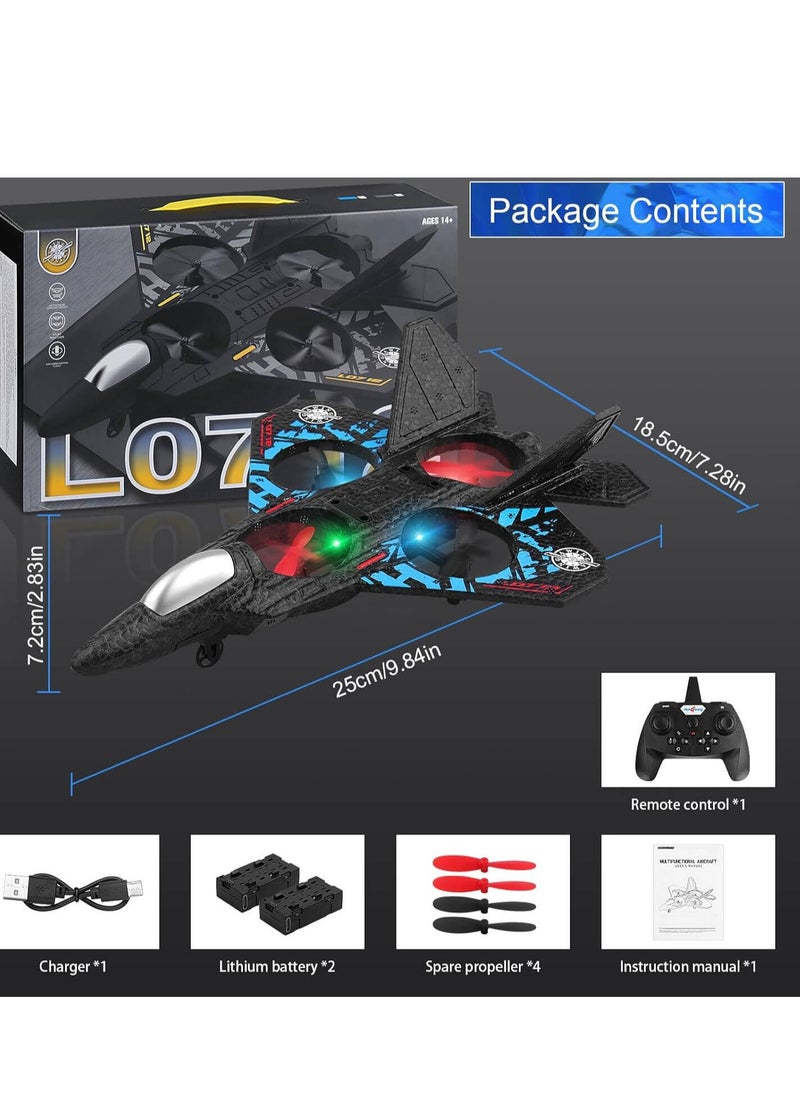 Aeroplane 2.4GHz Remote Controlled Aeroplane L0712 Quadcopter Floating Fighter Plane RC Aeroplane RTF for Beginners Children and Adults APlane Toy with Coloured Lights USB Charging