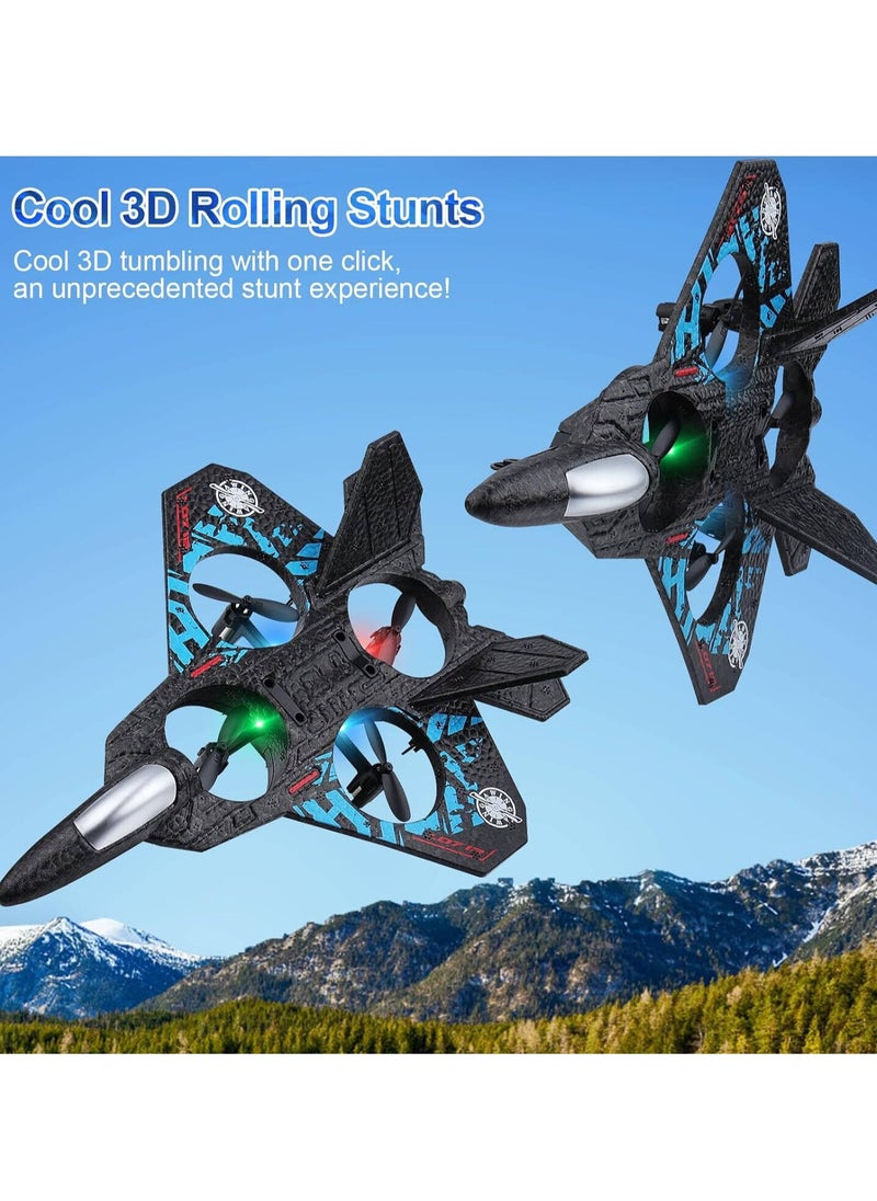 Aeroplane 2.4GHz Remote Controlled Aeroplane L0712 Quadcopter Floating Fighter Plane RC Aeroplane RTF for Beginners Children and Adults APlane Toy with Coloured Lights USB Charging