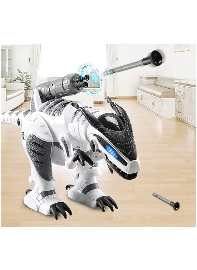 RC Dinosaur Robot Toy, Giant Dinosaur, Smart Programmable Interactive Walk Sing Dance for Kids Gift Present (White)