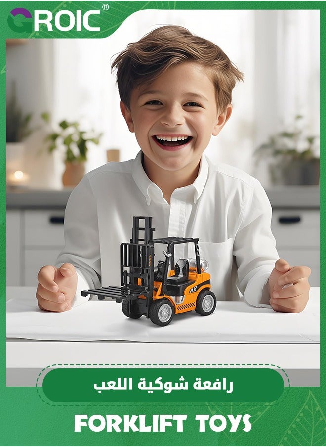 Forklift Toys for Kids, Construction Truck Forklift, Metal DieCast Forklift Toy, Pull Back Fork Lift Toy with Lights and Sounds, Toy Forklift with Liftable Design, Forklift for Kids Age 3+