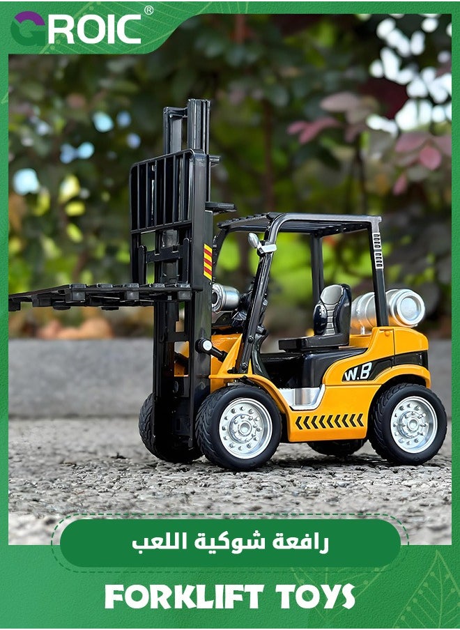 Forklift Toys for Kids, Construction Truck Forklift, Metal DieCast Forklift Toy, Pull Back Fork Lift Toy with Lights and Sounds, Toy Forklift with Liftable Design, Forklift for Kids Age 3+