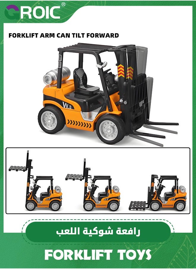 Forklift Toys for Kids, Construction Truck Forklift, Metal DieCast Forklift Toy, Pull Back Fork Lift Toy with Lights and Sounds, Toy Forklift with Liftable Design, Forklift for Kids Age 3+