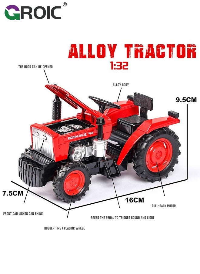 Tractor Toy, Kids Tractor with Light and Sound Effect- Metal Car Head/4 Wheel/Light, Toddlers Farm Vehicle Toys for kids