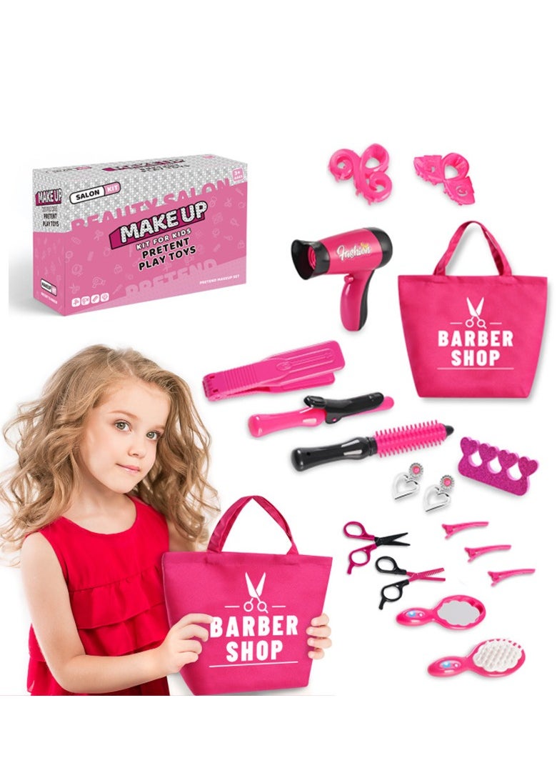 Kids Makeup Kit for Girls Makeup Set, Hairdressing Tools Toy Set Girls Accessories Handbag Real Washable Make up Kit for Little Girl Princess Toddler Makeup for Kid Birthday Gifts Toys for Girls