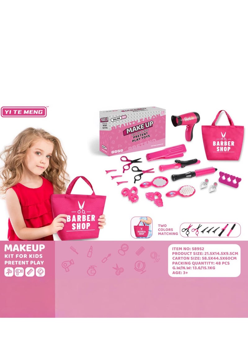 Kids Makeup Kit for Girls Makeup Set, Hairdressing Tools Toy Set Girls Accessories Handbag Real Washable Make up Kit for Little Girl Princess Toddler Makeup for Kid Birthday Gifts Toys for Girls