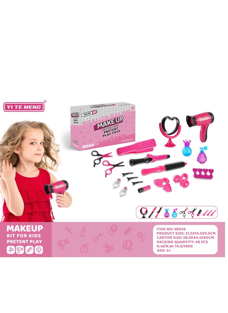 Kids Makeup Kit for Girls Makeup Set, Hairdressing Tools Toy Set Girls Accessories Handbag Real Washable Make up Kit for Little Girl Princess Toddler Makeup for Kid Birthday Gifts Toys for Girls