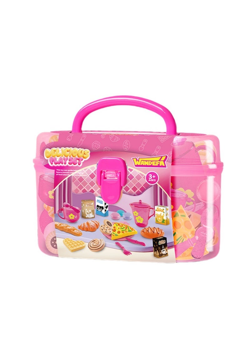 Kitchen Pretend Play Toy Set, Kids Cooking Kit for Girls Kitchen Set, Kitchen Tools Toy Set Role Play Cookware Indoor DIY Toy Games, Kitchen Accessories Toys Sets With Spray And Light for Boys, Girls, Kids, Children, Pink