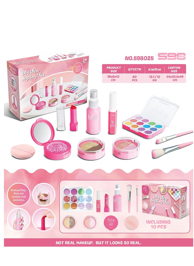 Kids Makeup Kit for Girls Pink Makeup Set, Real Washable Make up Kit for Little Girl Princess Toddler Makeup for Kid Birthday Gifts Toys for Girls