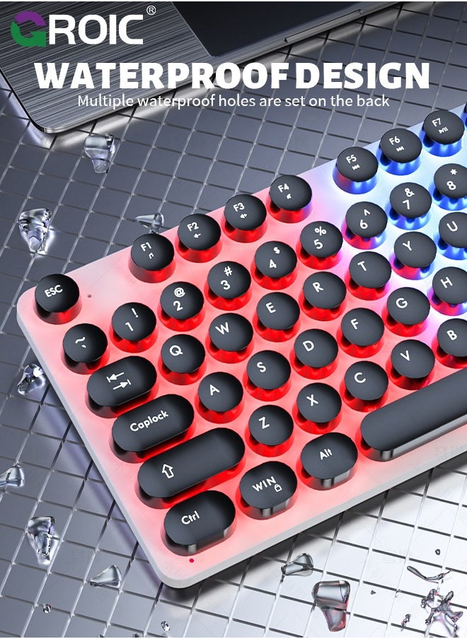 Gaming Keyboard and Mouse Set, LED Backlit Mechanical Feel Business Office Keyboard Colorful Breathing Backlit Gaming Mouse for Working or Primer Gaming, Office Device