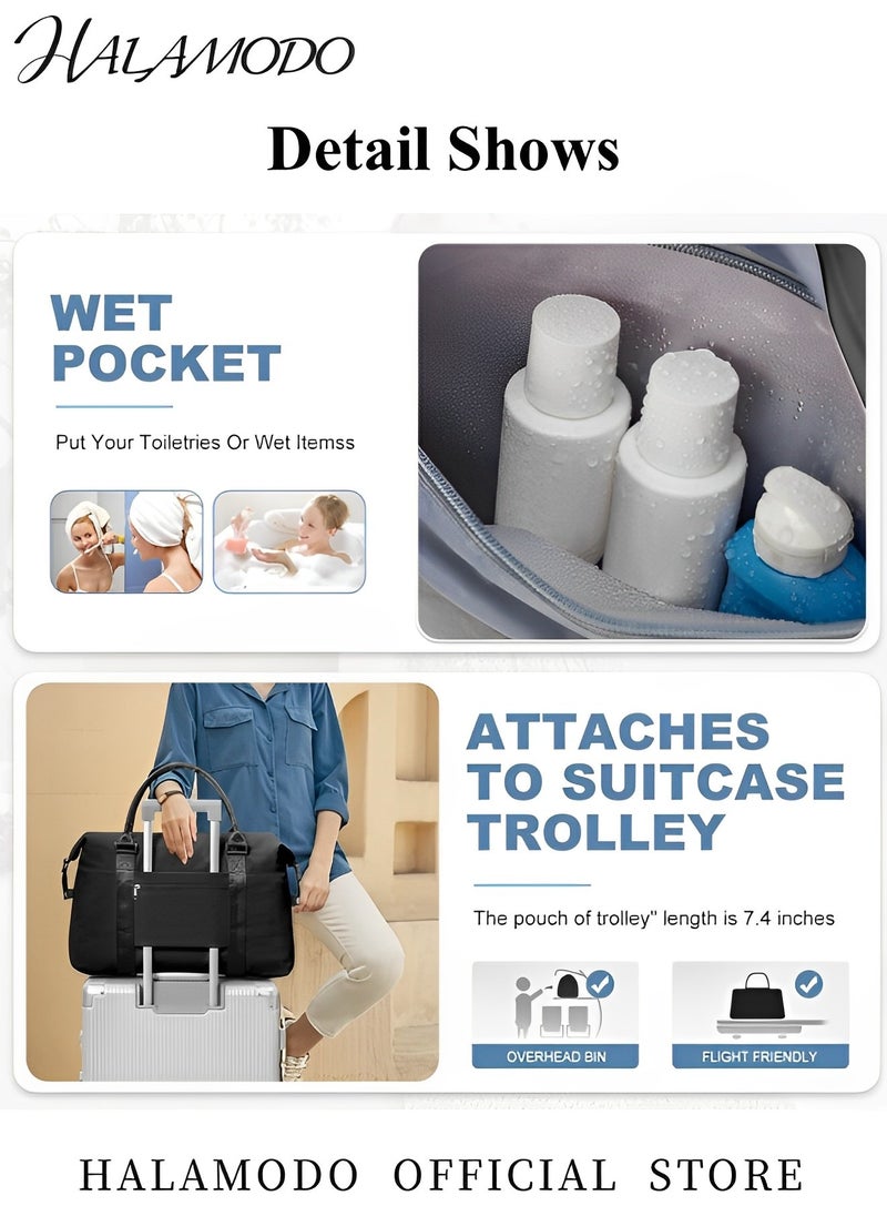 Travel Duffel Bag Sports Tote Gym Bag Shoulder Weekender Overnight Bag Large Capacity Carry On Duffel Bag with Dry and Wet Separation