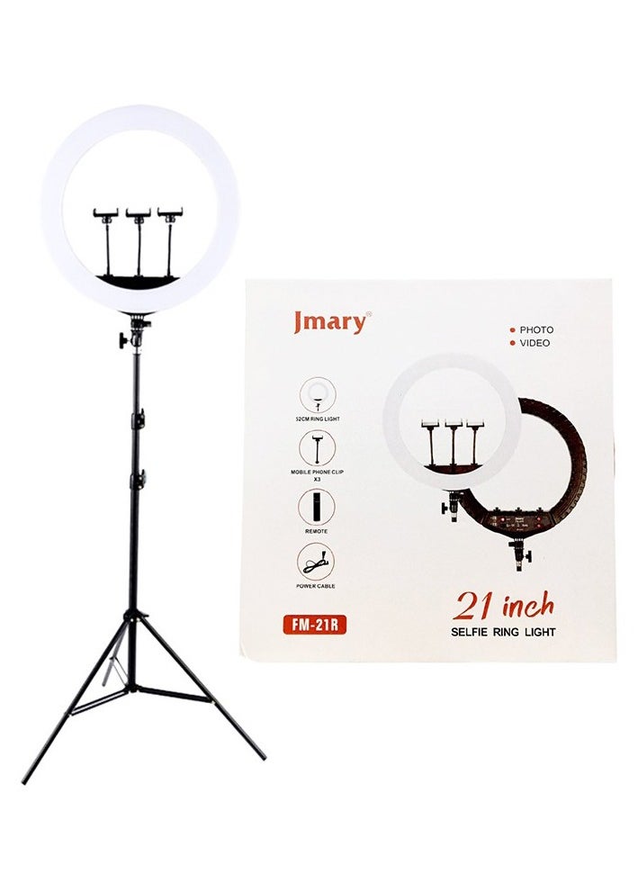 Jmary 21 Inch Ring Light Tripod Stand with 3 Phone Brackets Soft LED Ring Light with Remote