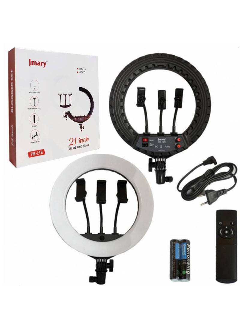 Jmary 21 Inch Ring Light Tripod Stand with 3 Phone Brackets Soft LED Ring Light with Remote