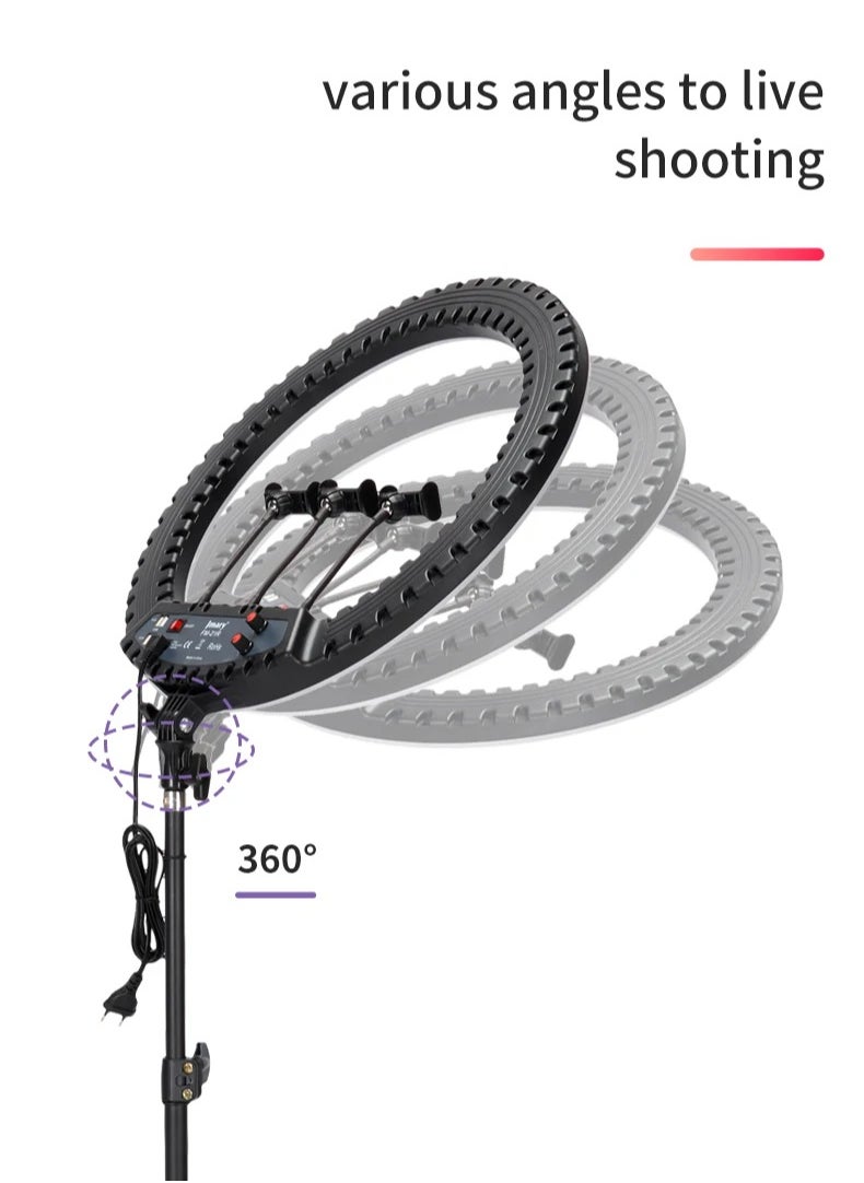 Jmary 21 Inch Ring Light Tripod Stand with 3 Phone Brackets Soft LED Ring Light with Remote