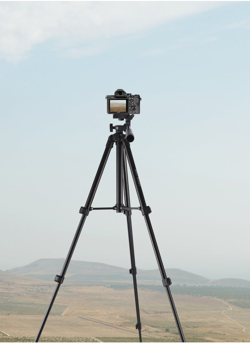 GTP-100 Tripod-Professional Aluminum / Photography/ Videography/ Live streaming / Phone Holder 95-58 mm/ Bluetooth v5.2 / 1 kg Load Capacity / 360° Rotation - Black
