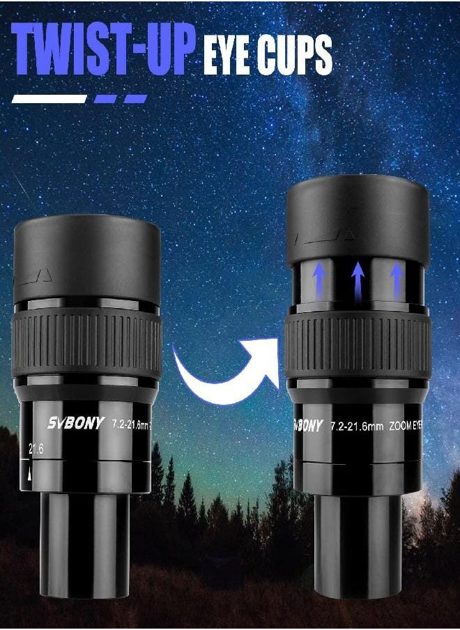 SV191 Zoom Eyepiece for Telescope, 7.2-21.6mm Zoom Lens, Compatible with Telescopes That Accept 1.25 Inches Eyepieces