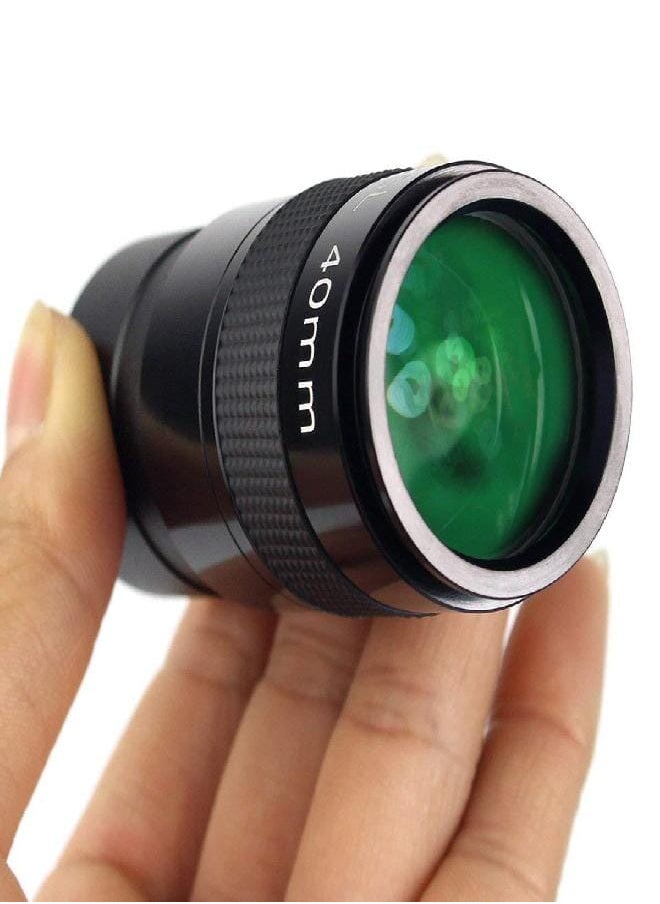 Telescope Eyepiece 40mm 1.25 inches Plossl Telescope Lens Fully Multi Green Coated Metal 40 Degree Apparent Field 4 Element Telescope Accessory for Astronomy Telescope