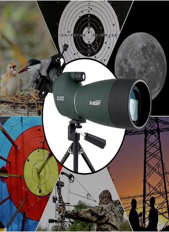 SV28 Spotting Scopes with Tripod,Hunting,25-75x70,Angled,Waterproof,Range Shooting Scope,with Phone Adapter,Compact, for Target Shooting,Birding,Wildlife Viewing