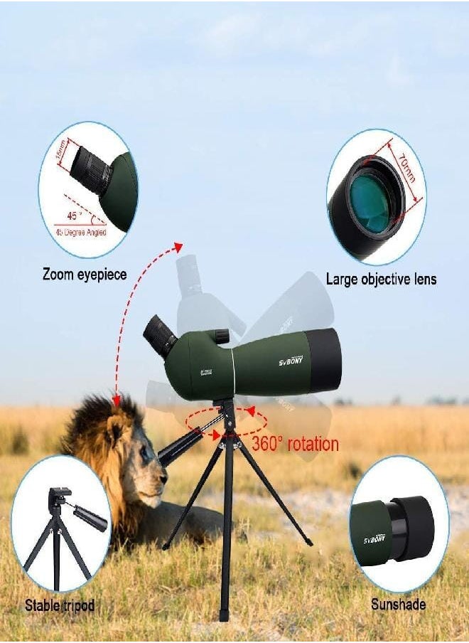 SV28 Spotting Scopes with Tripod,Hunting,25-75x70,Angled,Waterproof,Range Shooting Scope,with Phone Adapter,Compact, for Target Shooting,Birding,Wildlife Viewing