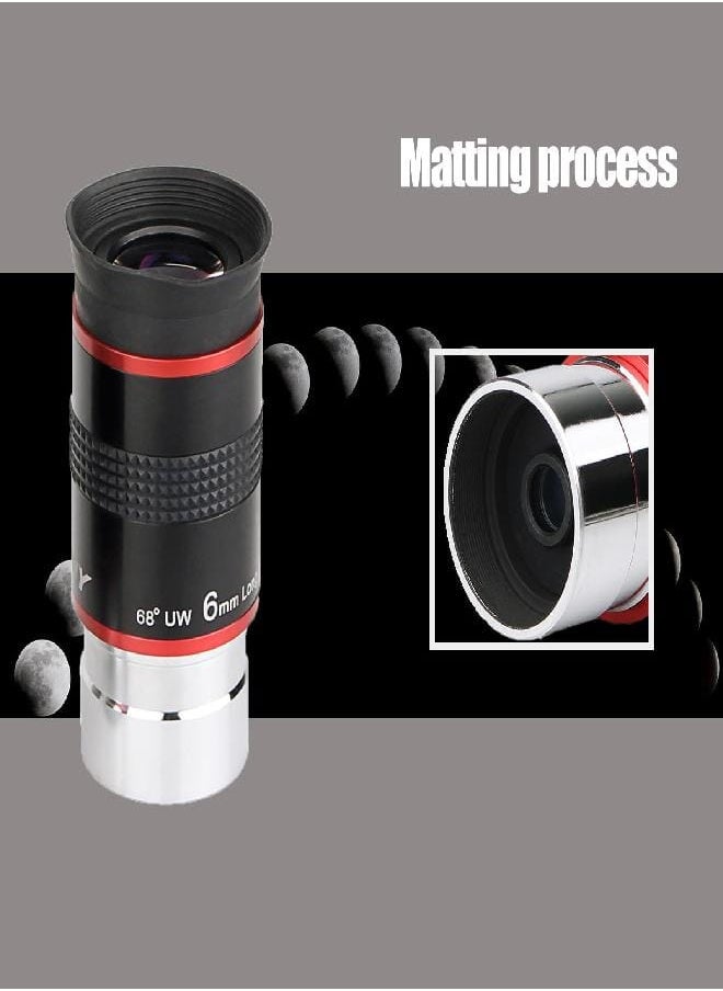 Telescope Eyepiece, 68 Degree Ultra Wide Angle Eyepiece 6mm, High Definition Fully Coated Telescope Accessories for Planetary Observation