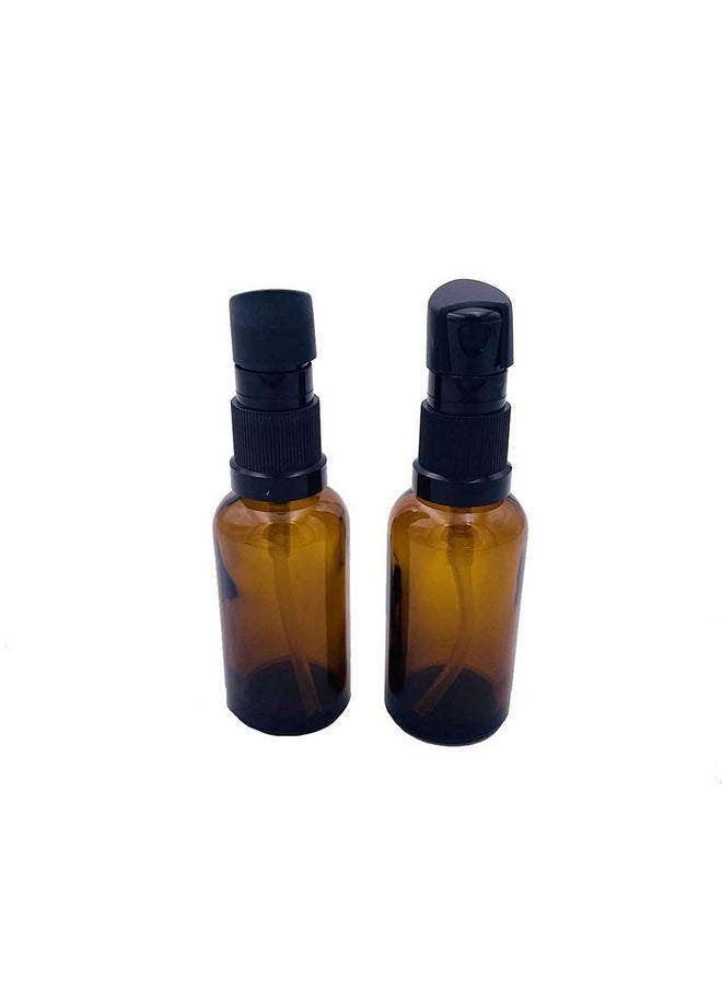 6Pcs 30Ml 1 Oz Empty Refillable Amber Glass Lotion Bottles Portable Pump Bottles Makeup Sample Storage Holders Oil Shampoo Sample Containers