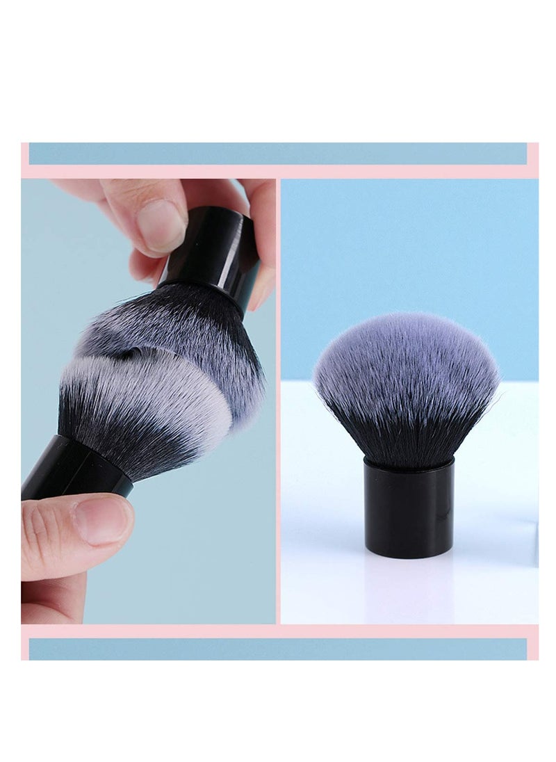 Large Mineral Powder Brush Foundation Brush Contour Brush Blush Brush Bronzer Brush Face Blender Buffing Blending Kabuki Makeup Brushes Thick And Dense Full Coverage (Round Top, Black)