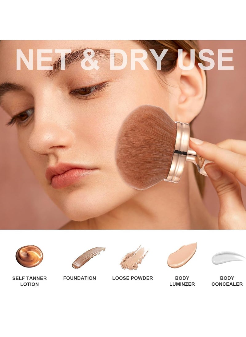 2PCS Extra Large Body Makeup Brush Self Tanning Blend Brush Soft Wide-headed Kabuki Brush Bronzer Streak Free Applicator for Face Body Leg Powder Foundation Blusher