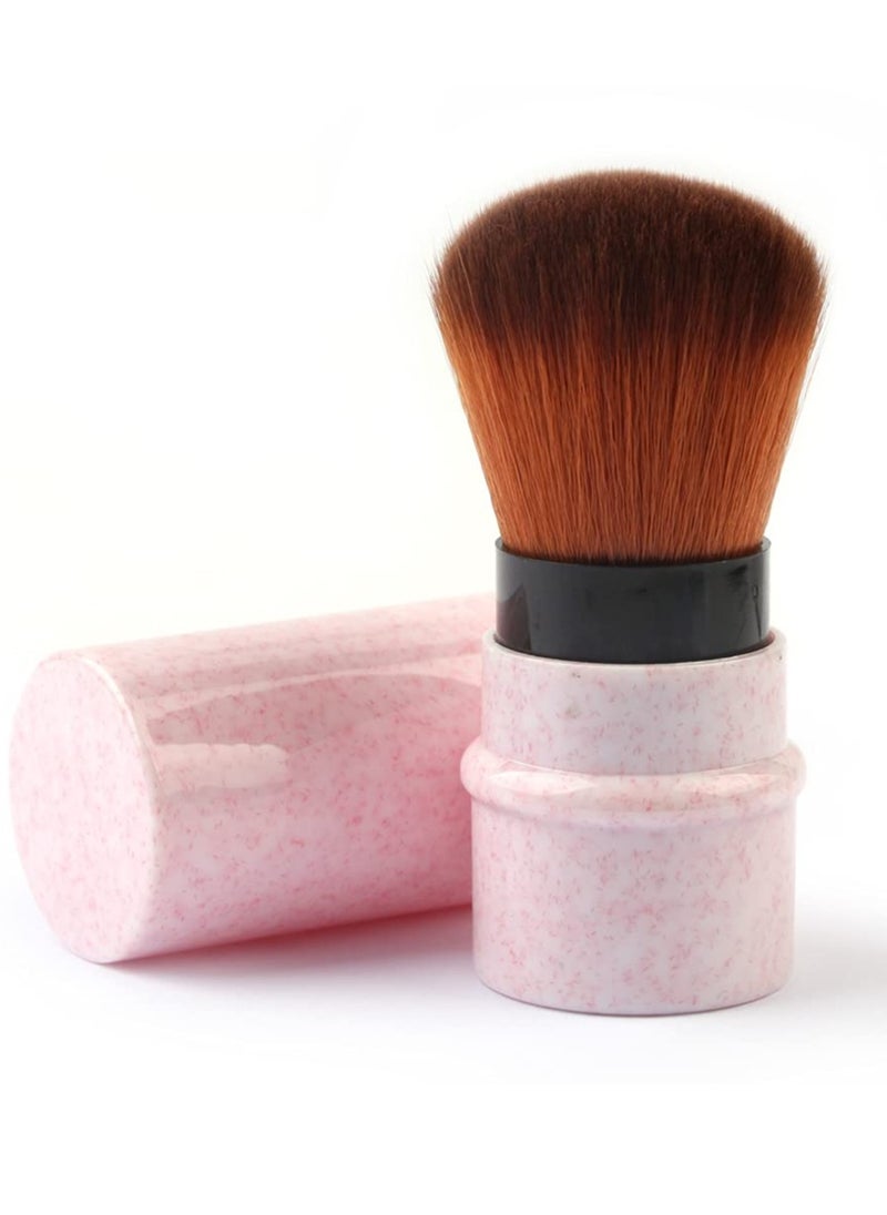 Retractable Kabuki Brushes Powder Brush Foundation Brush Blush Brush Face Blender Mineral Blending Buffing Concealer Brush Makeup Brush Portable With Cover - Pink