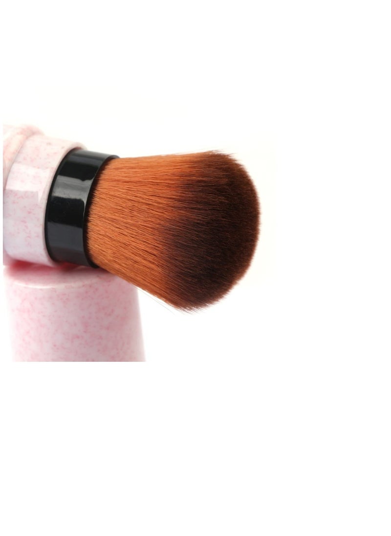 Retractable Kabuki Brushes Powder Brush Foundation Brush Blush Brush Face Blender Mineral Blending Buffing Concealer Brush Makeup Brush Portable With Cover - Pink