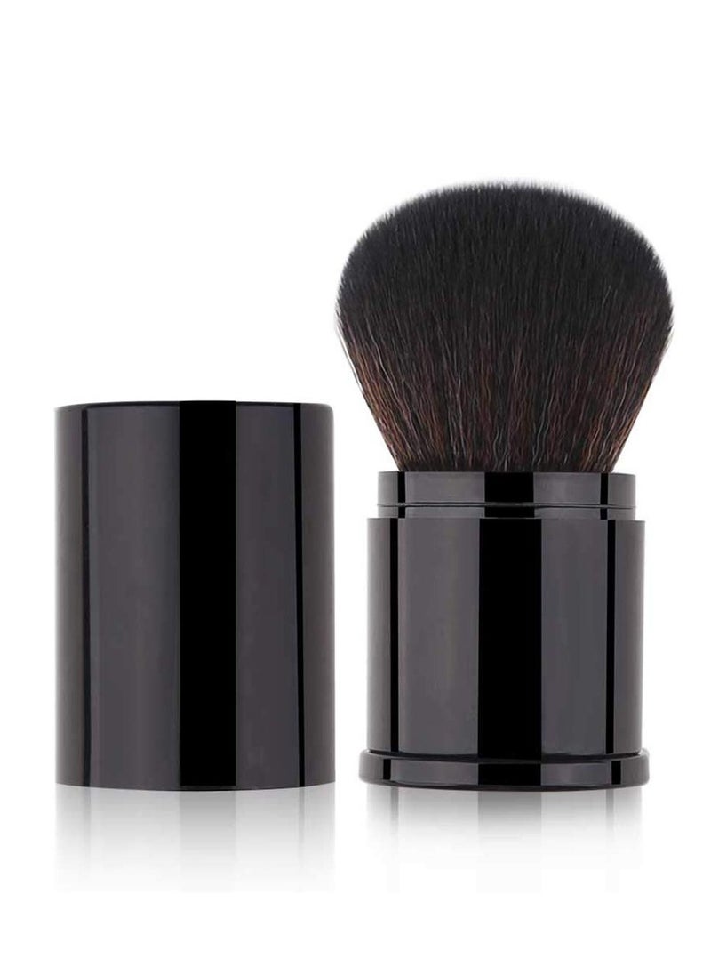 Retractable Powder Brushes Foundation Brush Blush Brush Bronzer Brush Face Blender Brush Professional Mineral Blending Buffing Kabuki Makeup Application Portable With Cover - Black