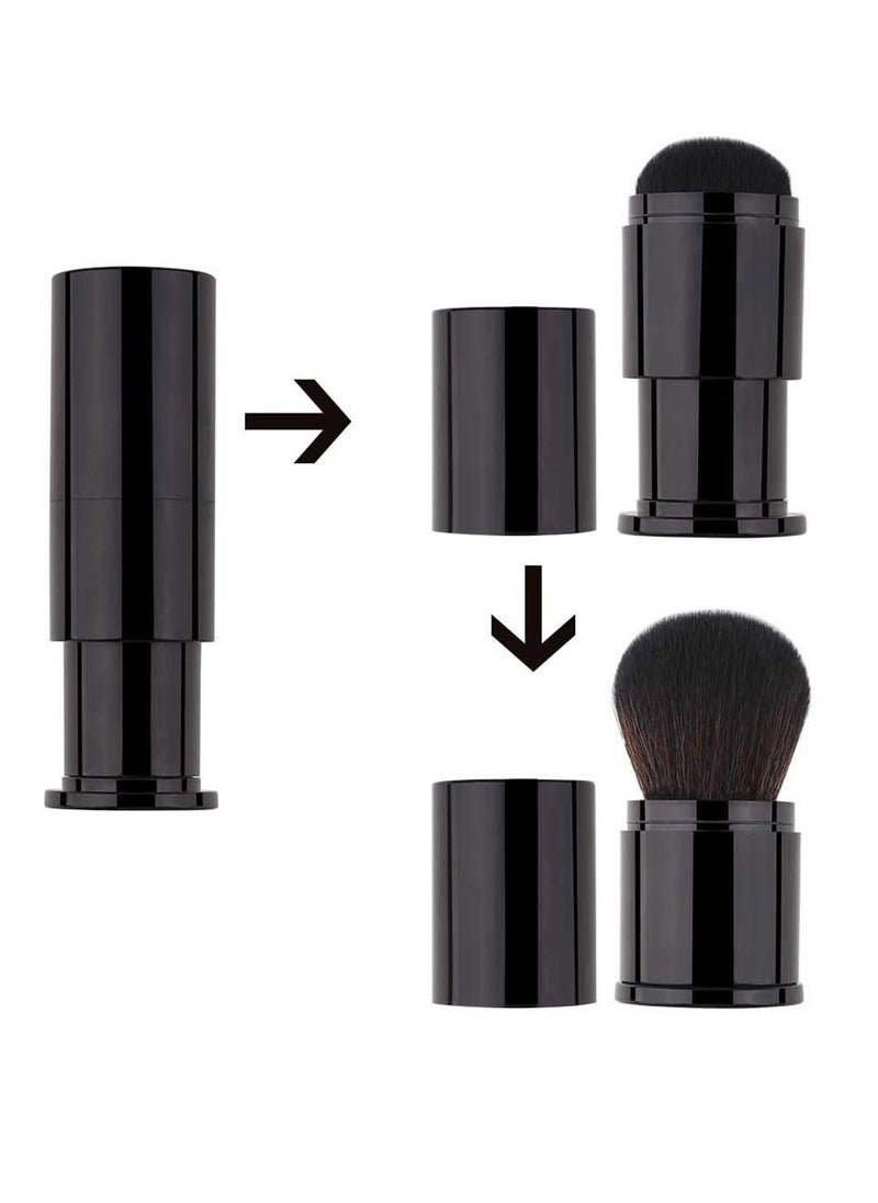 Retractable Powder Brushes Foundation Brush Blush Brush Bronzer Brush Face Blender Brush Professional Mineral Blending Buffing Kabuki Makeup Application Portable With Cover - Black