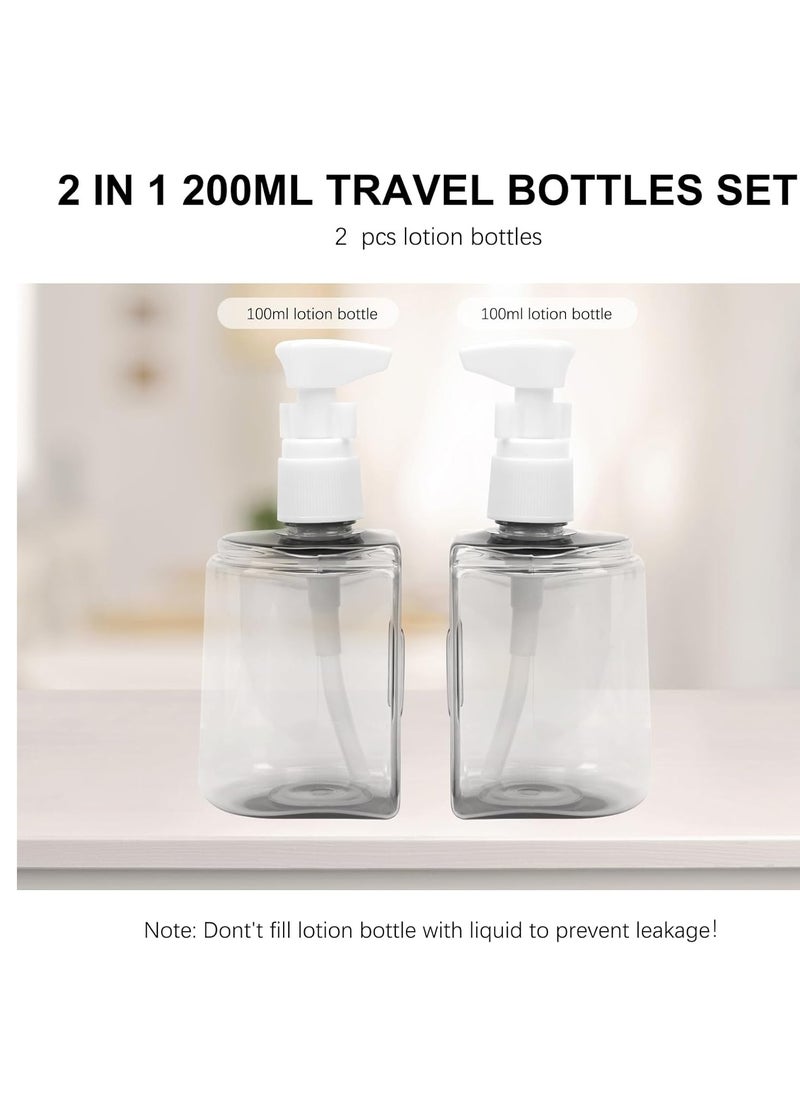 Skycase Travel Bottles, Travel Size Toiletries - Leak Proof Refillable Tsa Approved Travel Bottles, 2 in 1 Travel Containers with Labels Airplane Accessories Kits for Lotion Liquid (Grey)