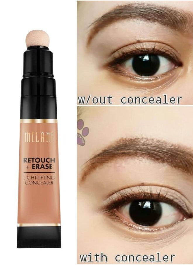 Milani Retouch + Erase Lifting Concealer 7ml - Shade 06 Deep Honey – Full-Coverage Lightweight Concealer for Flawless Skin, Brightening Effect, and Long-Lasting Wear