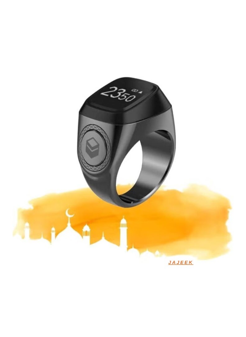 Smart Tasbih Zikr Ring New 2022 – Aluminium Alloy, 11.7g, 18mm Graphite Design, Digital Counter for Zikr & Prayers, Lightweight & Stylish with Charging Box, Perfect for Daily Use and Spiritual Practices