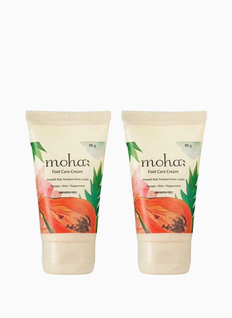 moha: Foot Cream For Rough, Dry and Cracked Heel, Feet Cream For Heel Repair With Benefits Of AleoVera, Papaya & Peppermint (50 ML X 2)