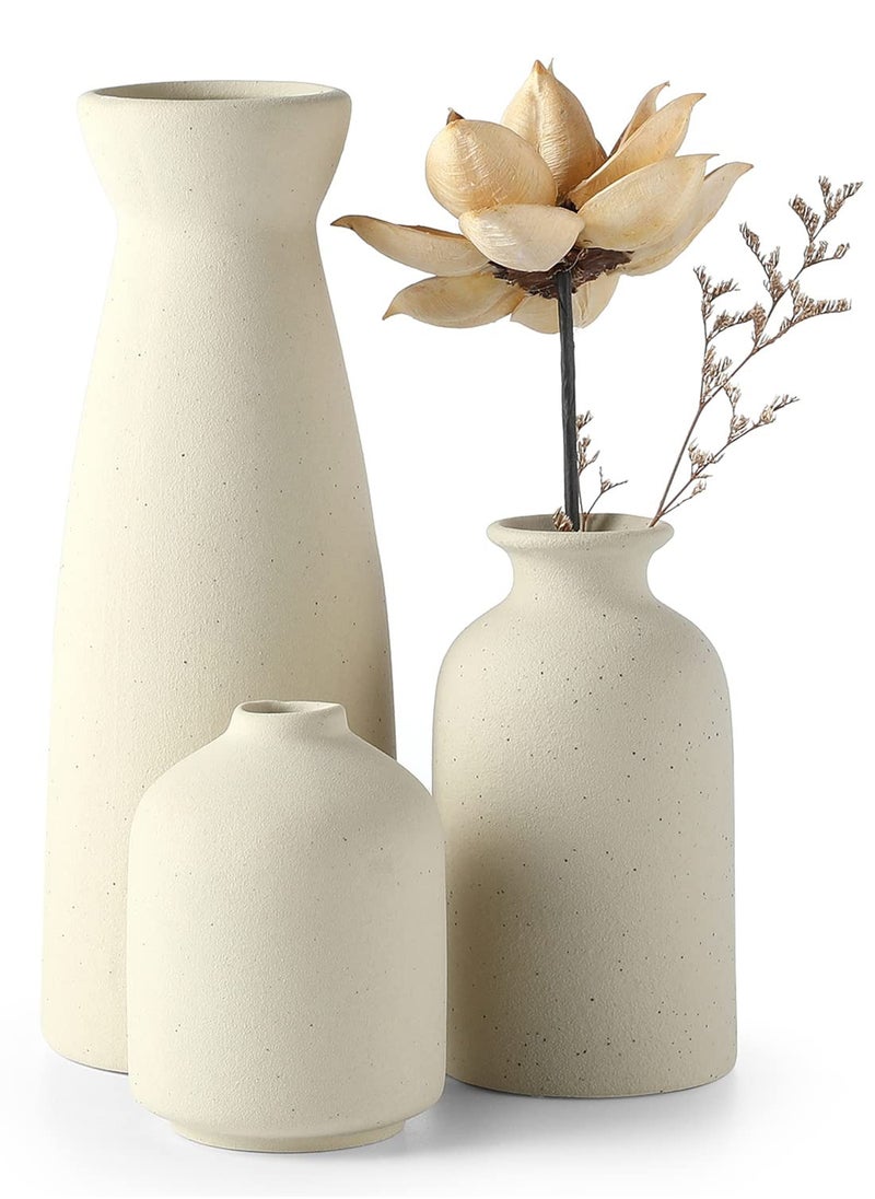 Ceramic vase Set-3 Small Flower vases for Decor,Modern Boho Farmhouse Home Decor,Decorative vase for Pampas Grass&Dried Flowers,idea Shelf,Table,Bookshelf